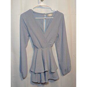 altar'd state Mini Allistair Romper Dress Size Small Light Blue Keyhole Back